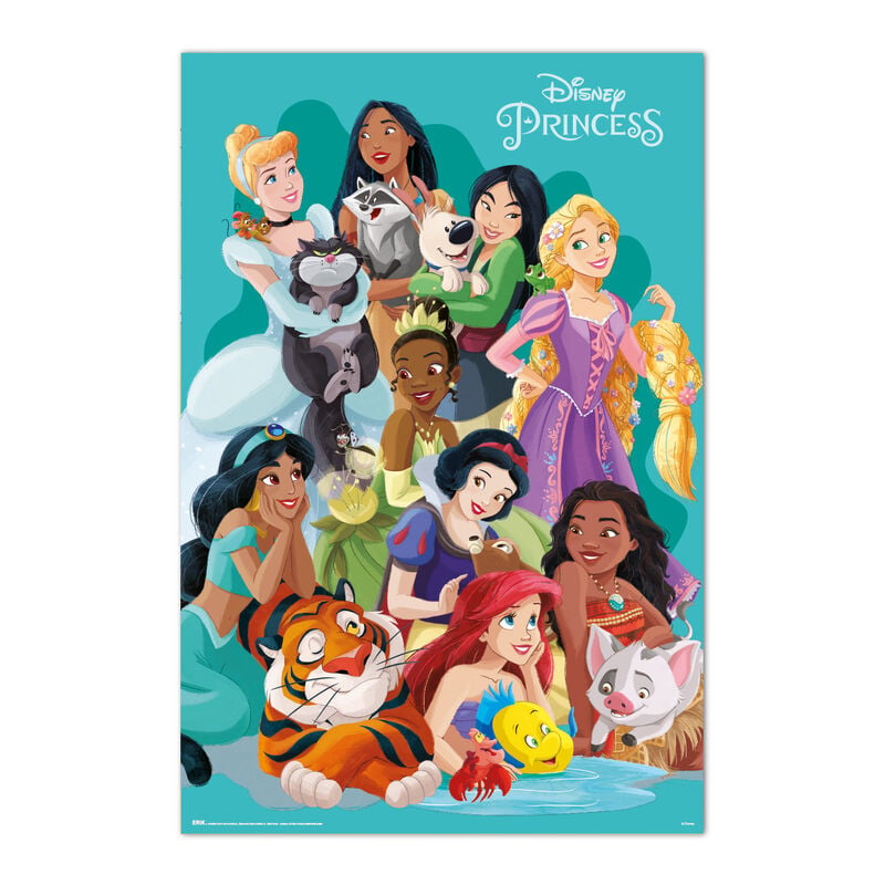 Póster vertical de Princesas Disney ERIK con princesas y personajes animales