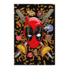 Póster vertical de Deadpool Marvel con espadas sobre fondo negro