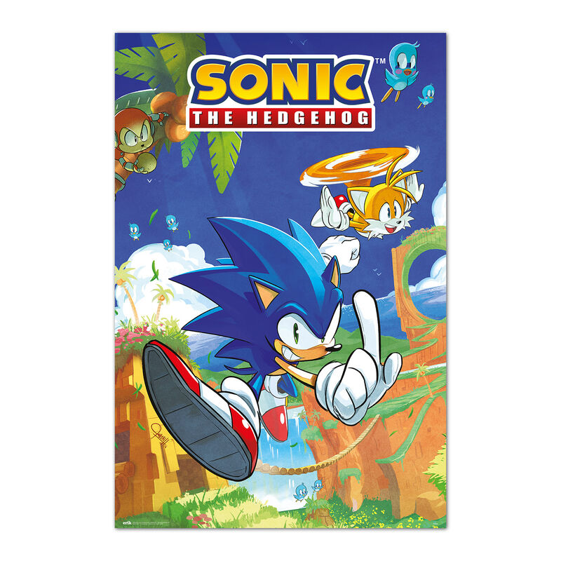 Póster vertical de Sonic the Hedgehog con Sonic y Tails