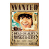 Póster de Monkey D. Luffy de One Piece con diseño de cartel de búsqueda