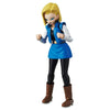 Figura articulada de Android 18 de Dragon Ball con atuendo azul