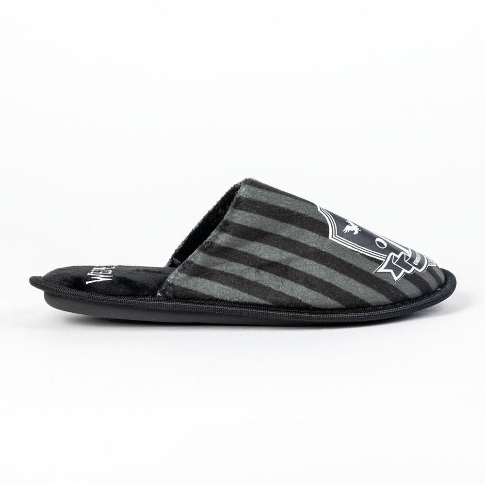 Pantuflas de adulto Wednesday negras y grises a rayas - 3