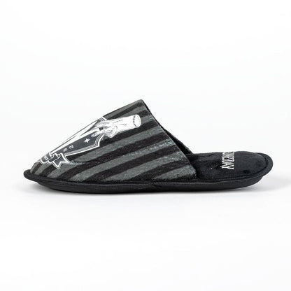 Pantuflas de adulto Wednesday negras y grises a rayas - 4