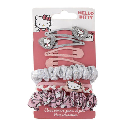 Blister de accesorios para el pelo Hello Kitty con pinzas y coleteros