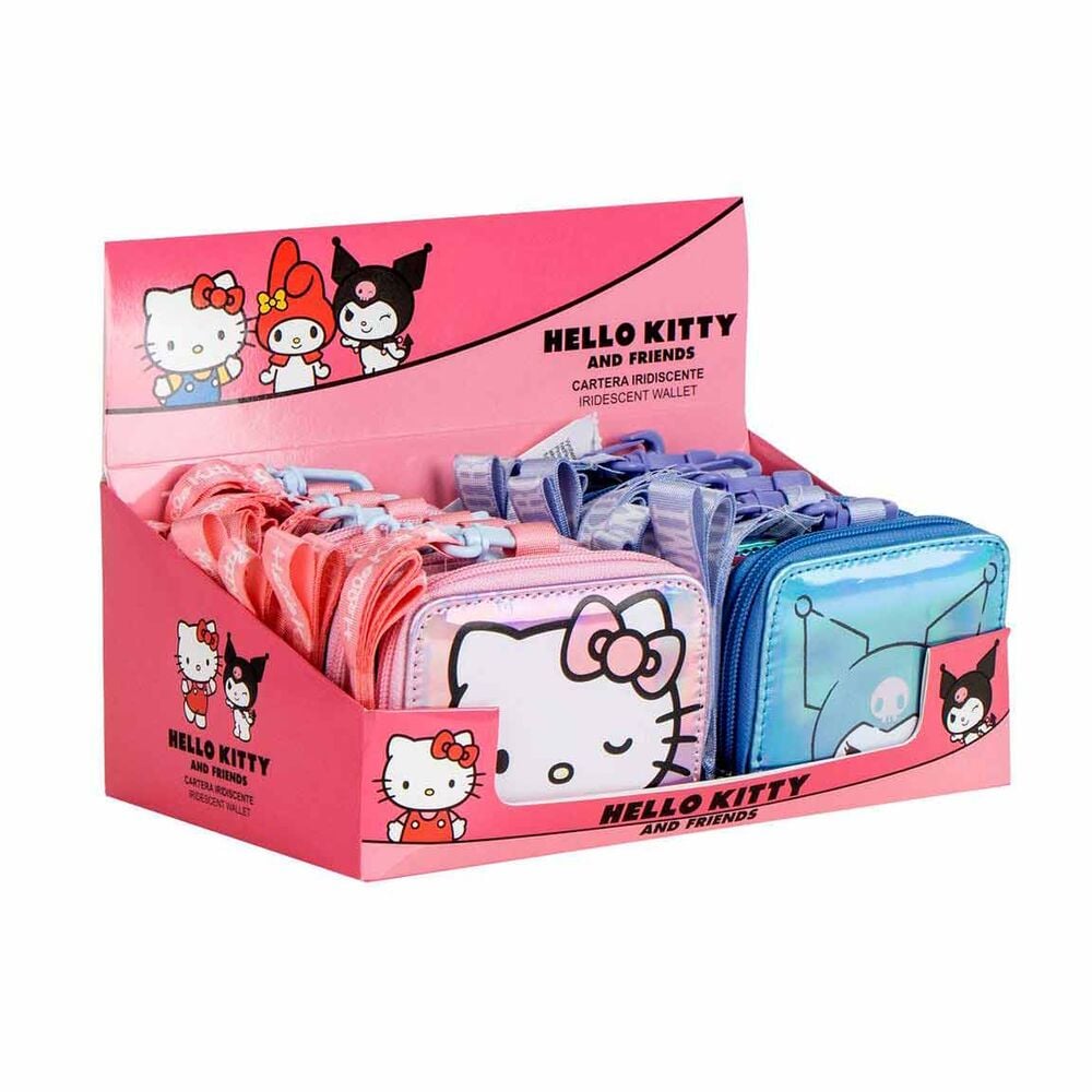 Monederos surtidos Hello Kitty y Friends con acabado iridiscente
