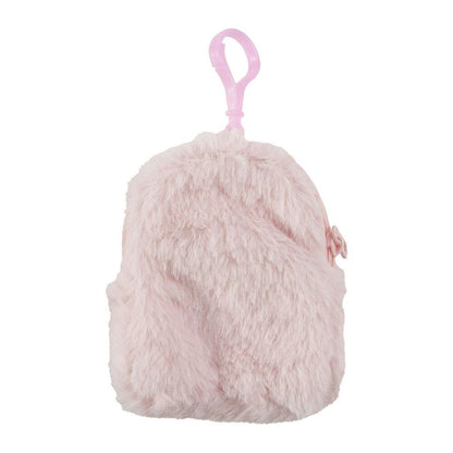 Monedero rosa de peluche con rostro de Hello Kitty y mosquetón - 2