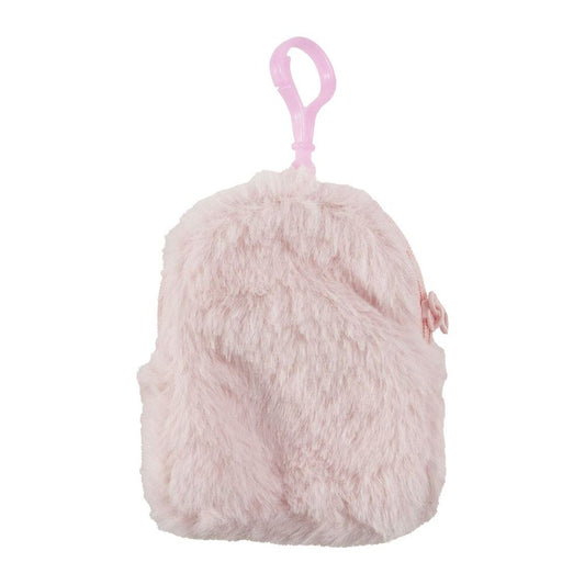 Monedero rosa de peluche con rostro de Hello Kitty y mosquetón - 2