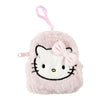 Monedero rosa de peluche con rostro de Hello Kitty y mosquetón