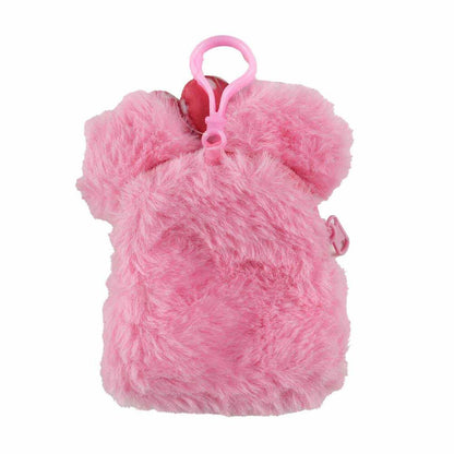 Monedero rosa de peluche con rostro de Minnie Disney y lazada de lunares - 2
