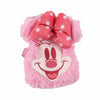 Monedero rosa de peluche con rostro de Minnie Disney y lazada de lunares