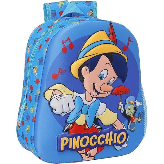 Mochila azul 3D de Pinocho Disney con Pepito Grillo