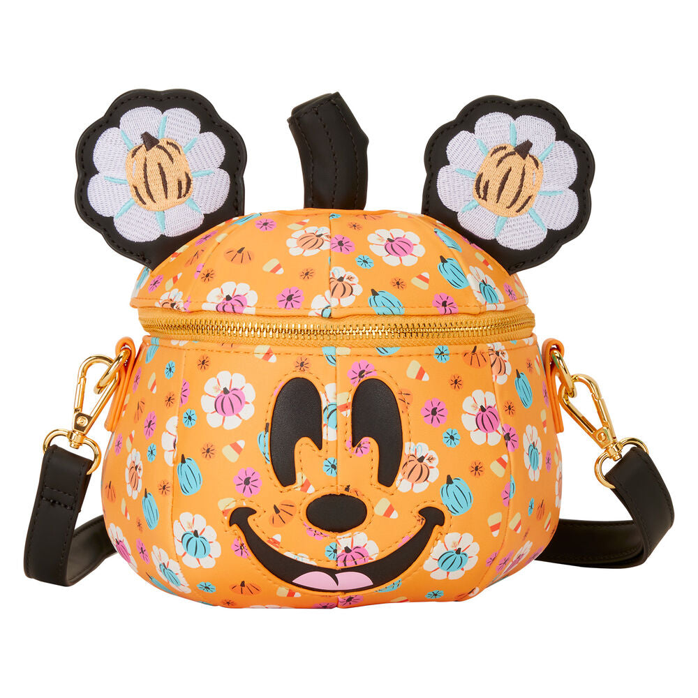 Bolso bandolera naranja de Minnie Pumpkin Disney Loungefly con estampado floral