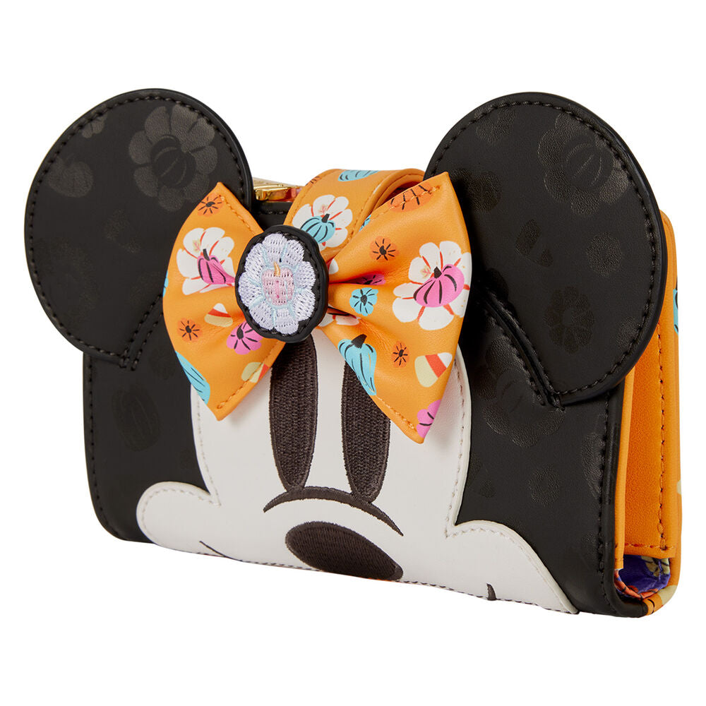Cartera negra de Minnie Pumpkin Disney Loungefly con lazo naranja - 2
