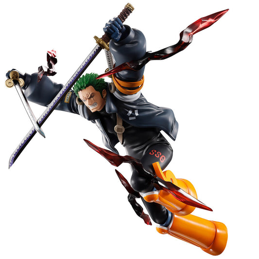 Figura Ichibansho de Roronoa Zoro con tres katanas y efectos de energía