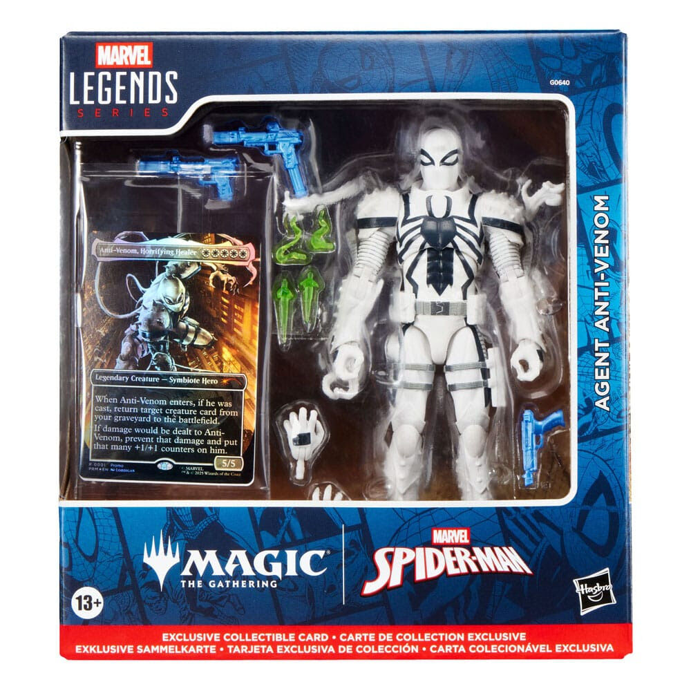 Figura articulada Agent Anti-Venom Marvel Legends con accesorios y carta de Magic: The Gathering