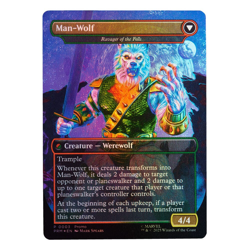 Figura articulada Man-Wolf de Magic: The Gathering con armadura verde y dorada, espada y arco - 7