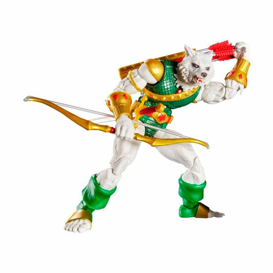 Figura articulada Man-Wolf de Magic: The Gathering con armadura verde y dorada, espada y arco - 4