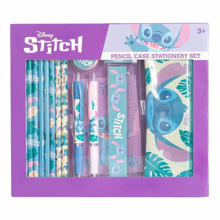 Set de papelería Stitch Disney con cuaderno, estuche y útiles escolares