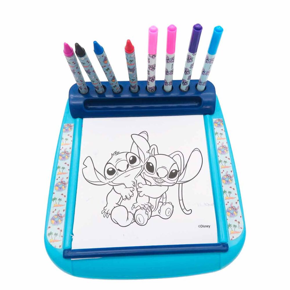 Estación de dibujo Roll & Go de Stitch Disney con rotuladores, ceras y stickers - 5