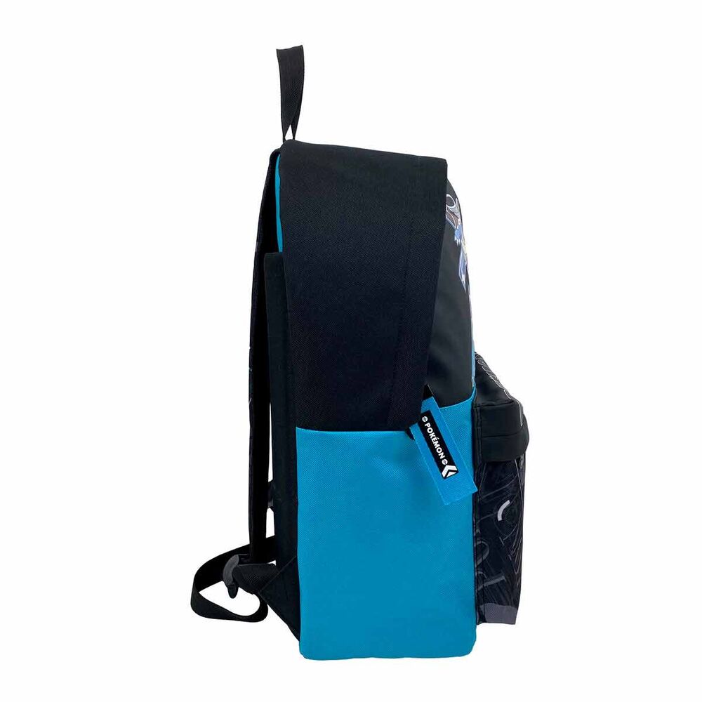 Mochila Pokémon negra y azul con personajes y bolsillo frontal - 2