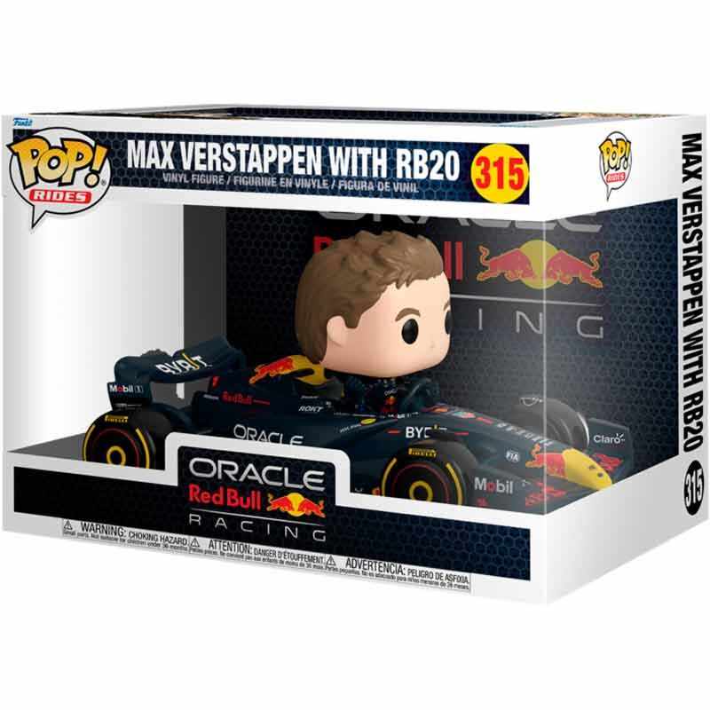 Figura Funko POP Rides de Max Verstappen con el RB20 en caja
