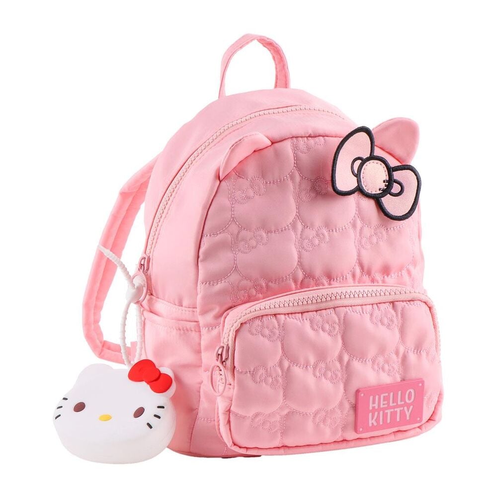 Mochila rosa acolchada de Hello Kitty con bolsillo frontal