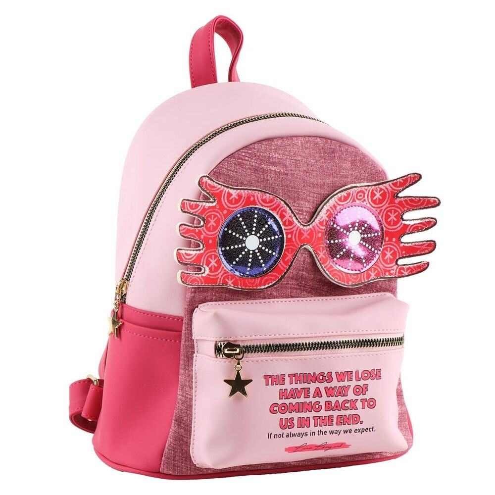Mochila rosa de Luna Lovegood de Harry Potter con gafas decorativas