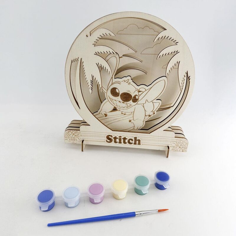 Set de figura coloreable de Stitch Disney con pinturas y pincel