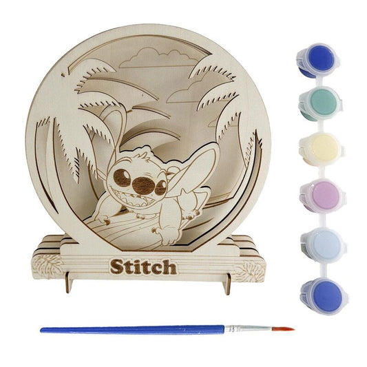 Set de figura coloreable de Stitch Disney con pinturas y pincel - 3