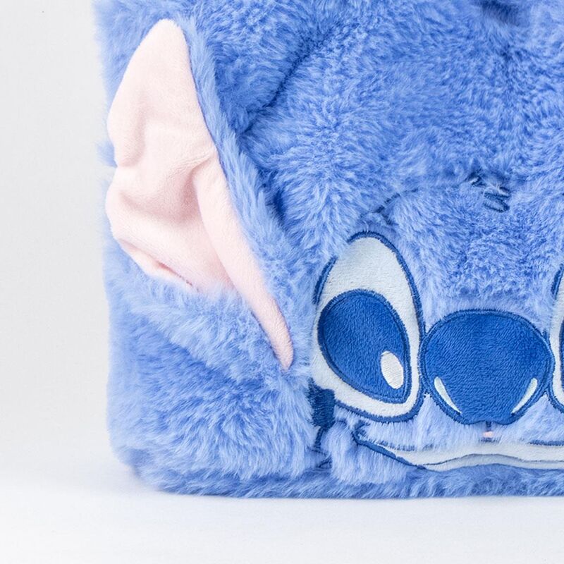 Bolsa shopping azul de peluche con rostro de Stitch Disney y orejas rosas - 3