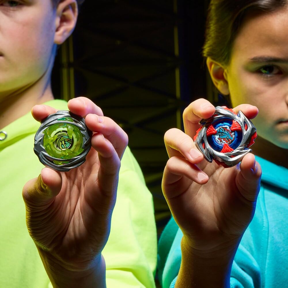 Set de batalla Drop Attack Beyblade X con estadio azul, dos lanzadores y dos peonzas - 5