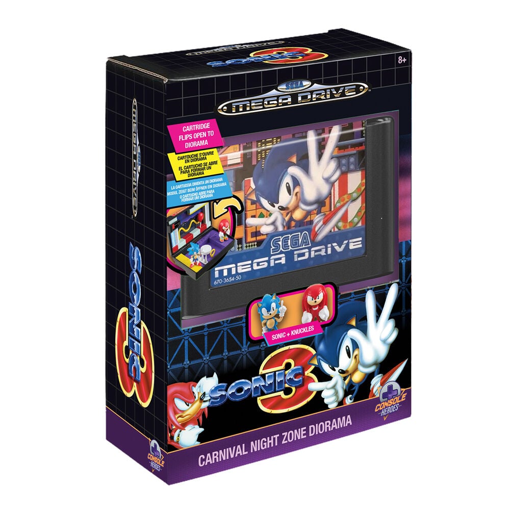 Diorama de cartucho Mega Drive Sonic the Hedgehog 3 con Sonic y Knuckles