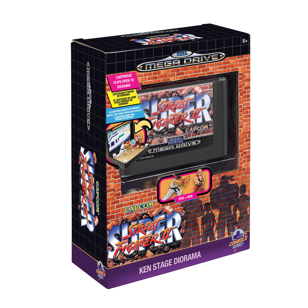 Diorama Ken Stage de Street Fighter para Mega Drive con Ryu y Ken