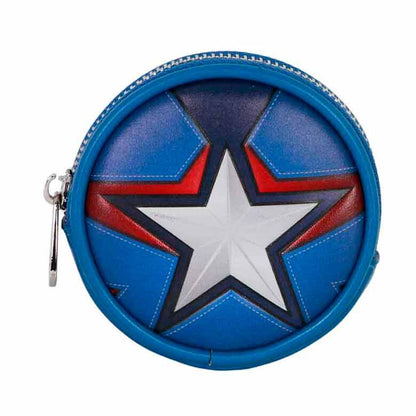 Monedero redondo de Capitán América Marvel con escudo azul, rojo y blanco - 3