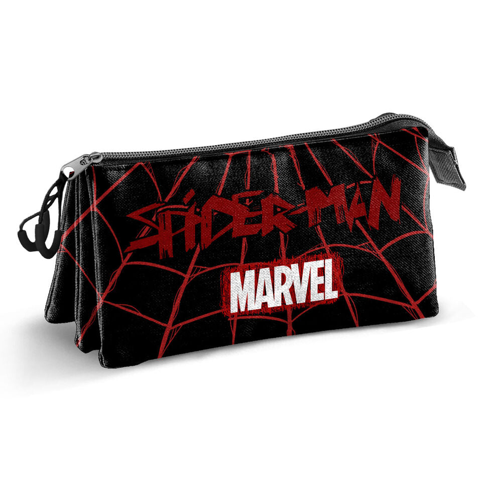 Portatodo triple plano de Spider-Man Marvel en rojo y negro - 2