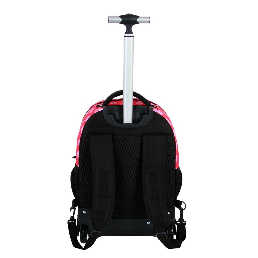 Trolley mochila escolar rosa de Minnie Disney con lunares y ruedas - 3