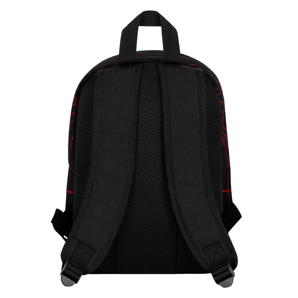 Mochila negra y roja de Spider-Man Marvel con telarañas y bolsillo frontal - 2