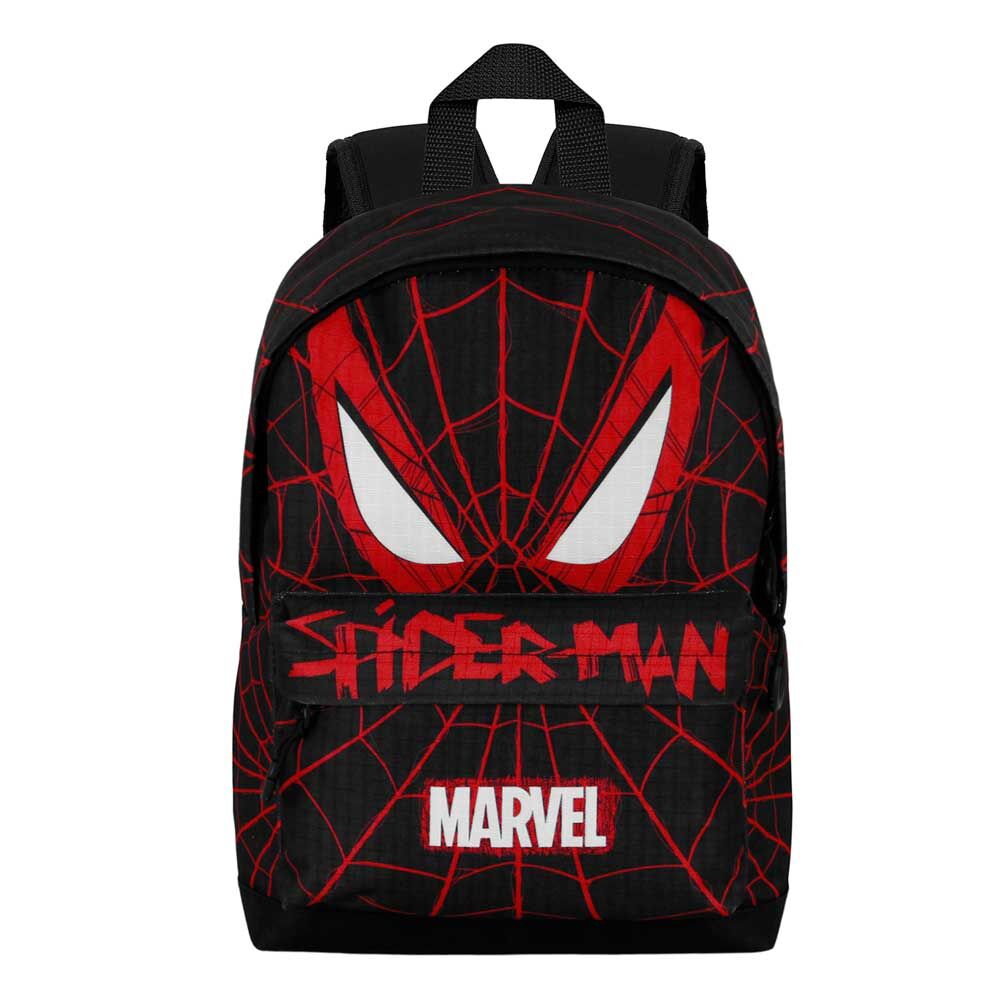 Mochila negra y roja de Spider-Man Marvel con telarañas y bolsillo frontal - 3