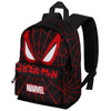 Mochila negra y roja de Spider-Man Marvel con telarañas y bolsillo frontal