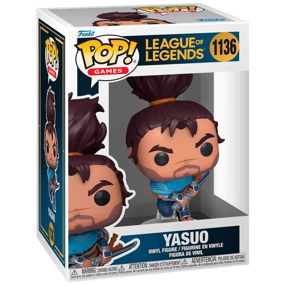 Figura Funko POP! de Yasuo de League of Legends con espada y atuendo azul - 2