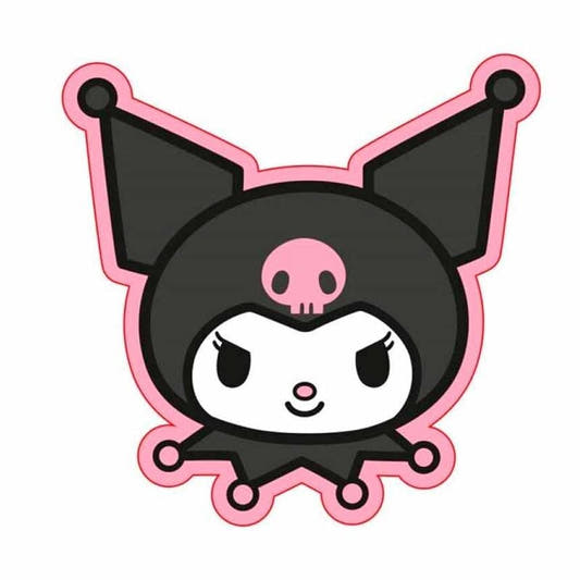 Cojín 3D de Kuromi en negro, blanco y rosa