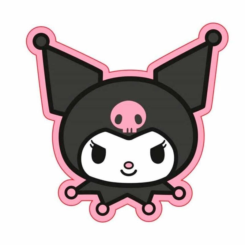 Cojín 3D de Kuromi en negro, blanco y rosa