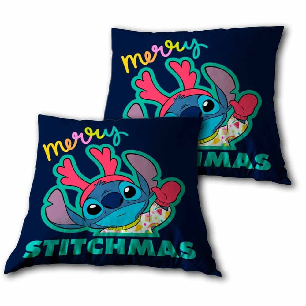 Cojín navideño de Stitch Disney azul marino de 40 x 40 cm