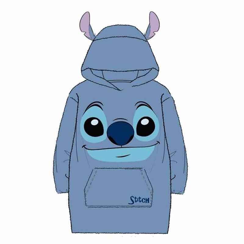 Bata sudadera infantil azul de Stitch Disney con capucha y bolsillo delantero