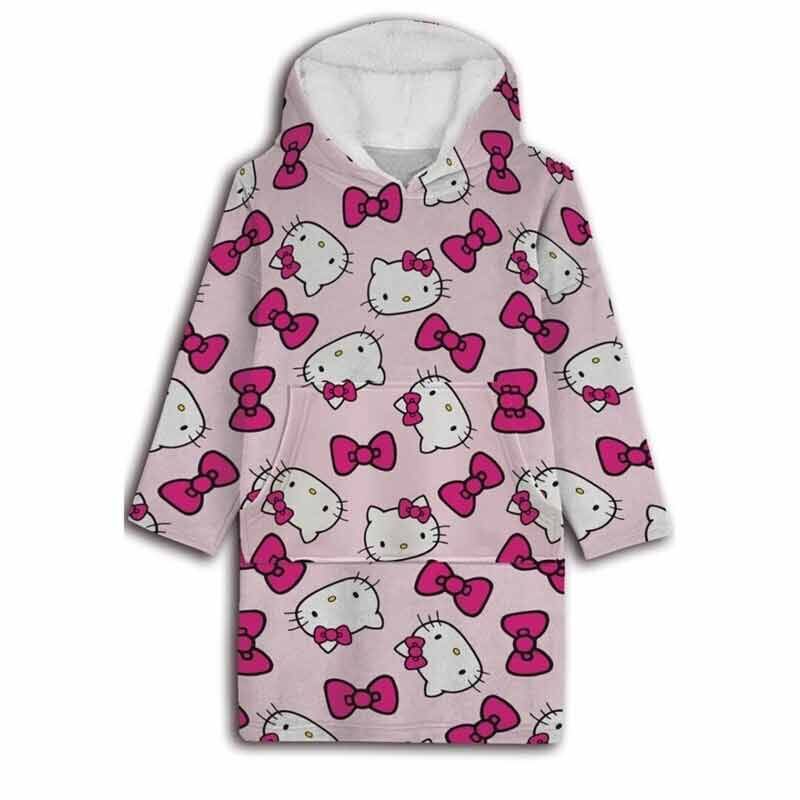 Bata sudadera oversize rosa de Hello Kitty con capucha