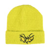 Gorro de punto amarillo verdoso de El Grinch con gráfico frontal