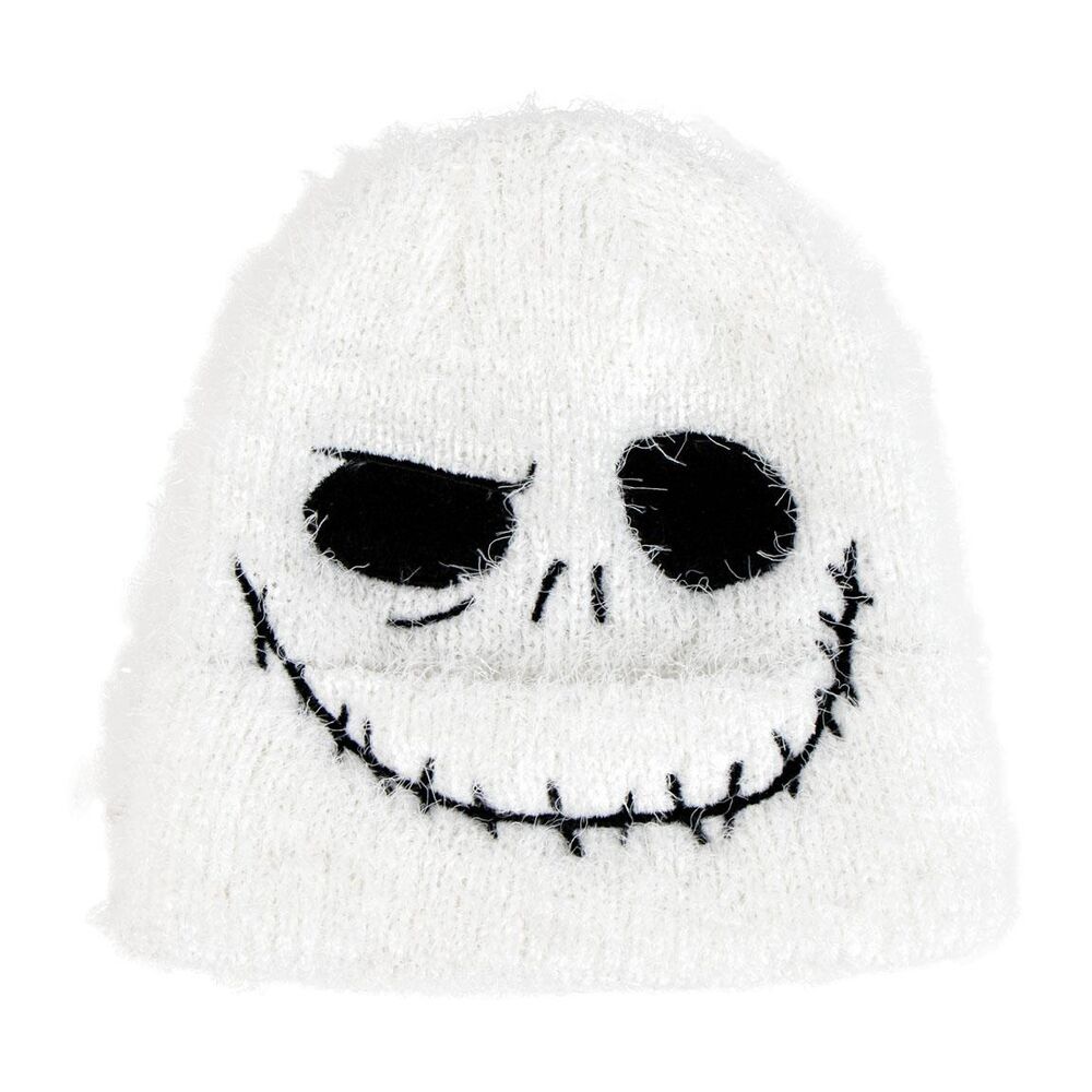 Gorro blanco de Pesadilla Antes de Navidad con rostro de calavera negro