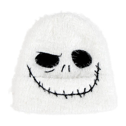 Gorro blanco de Pesadilla Antes de Navidad con rostro de calavera negro