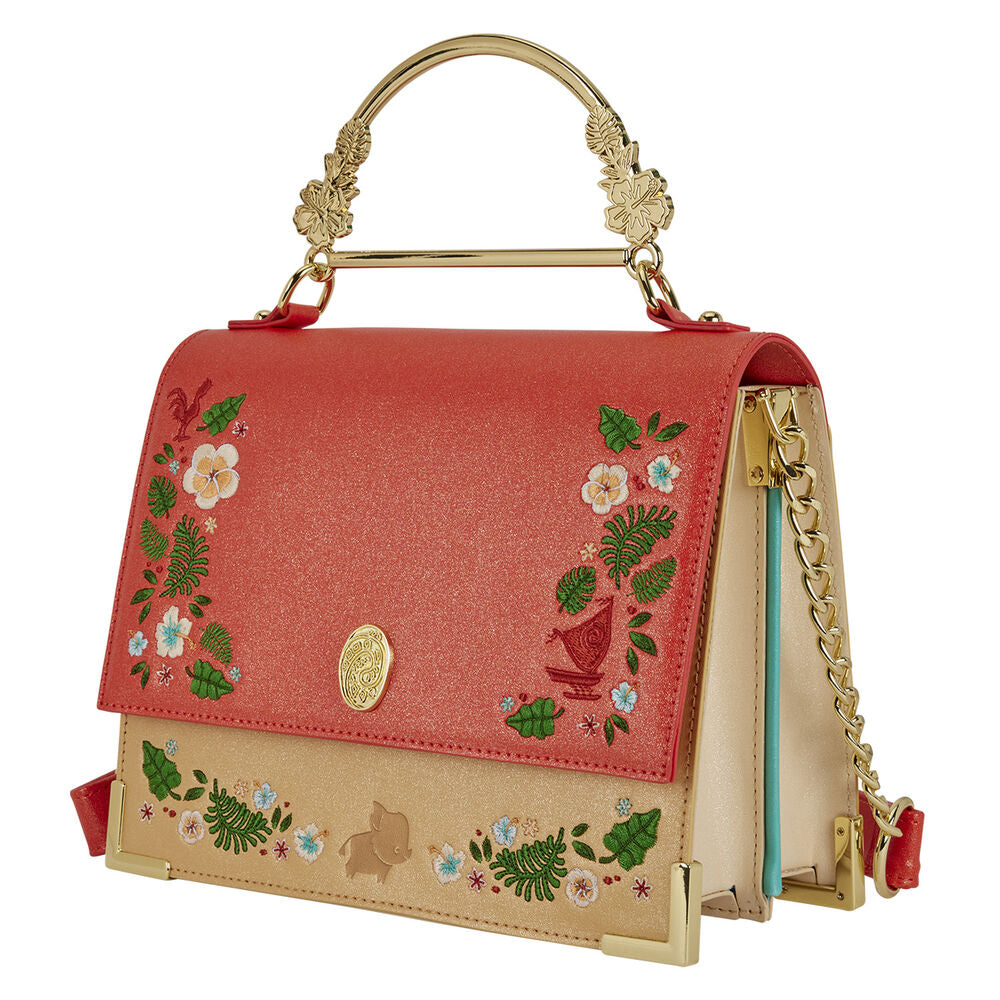 Bolso bandolera de Vaiana Disney Loungefly coral y beige con flores tropicales - 3