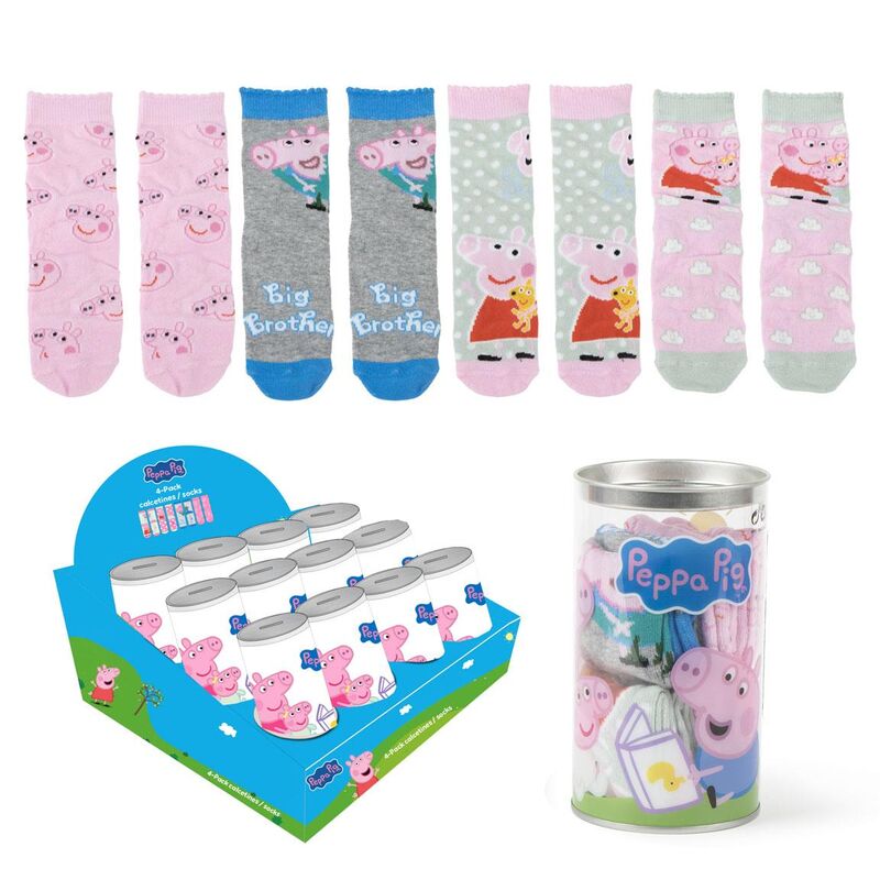 Hucha Peppa Pig con cuatro pares de calcetines infantiles